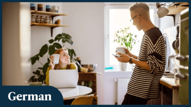 man and woman learning german basics