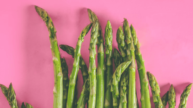 asparagus against pink background spanish swear words