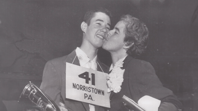 Photo of William Cashore winning the Spelling Bee in 1954.